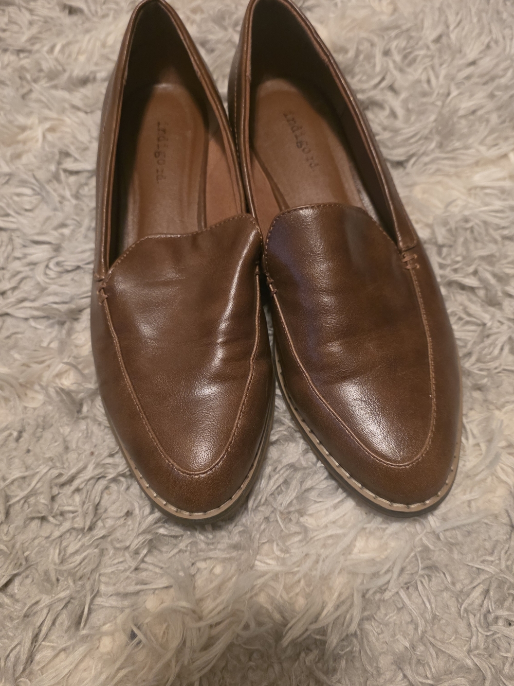 Indigo Brown Leather Slip-On Loafers